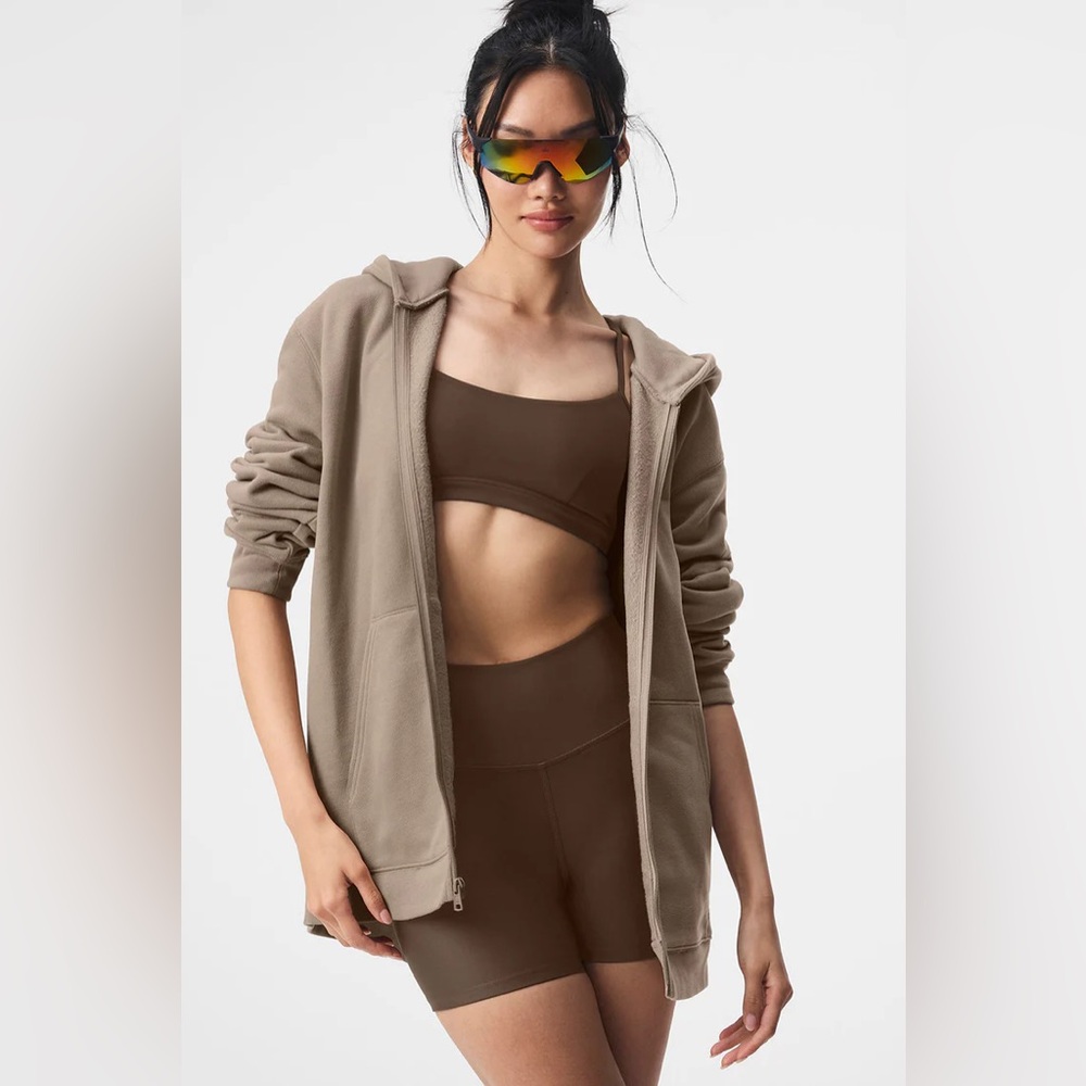 Alo Tan Zip Up Hoodie